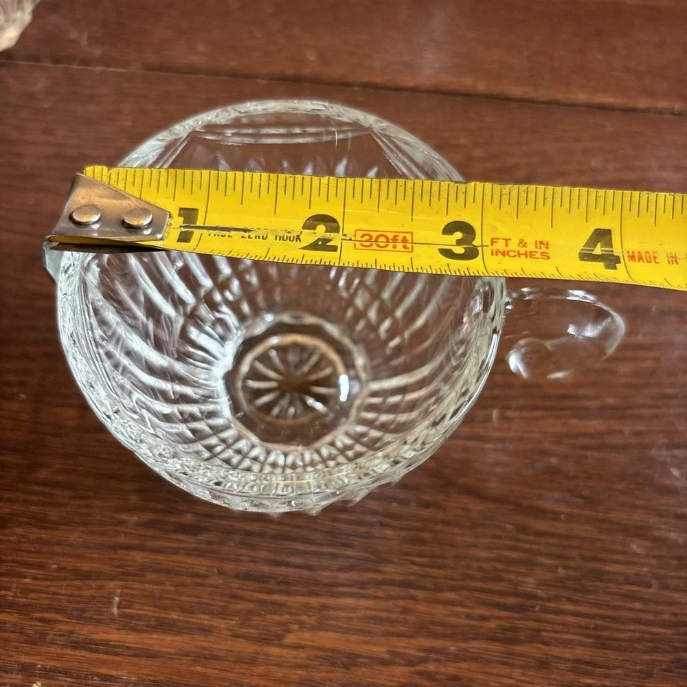 4 Indiana Glass ROYAL Drape Clear Punch Cup Hook Handle Vertical Rib & Swag 7 oz